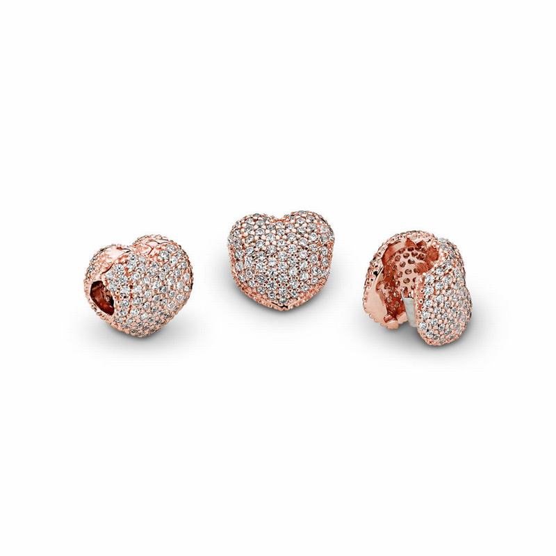 Pandora Rose™ Pavé Open My Heart Clip - Pandora Rose/Cubic Zirconia - Canada | HJ8022NC